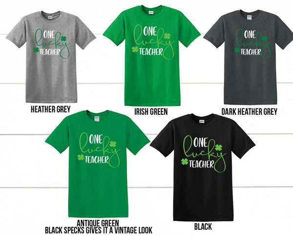 One Lucky Teacher Adult St. Patricks day tee