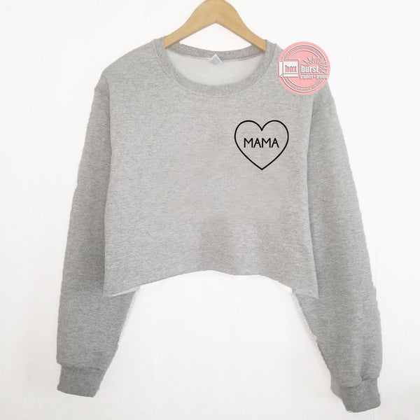 Mama heart sweater crop or regular