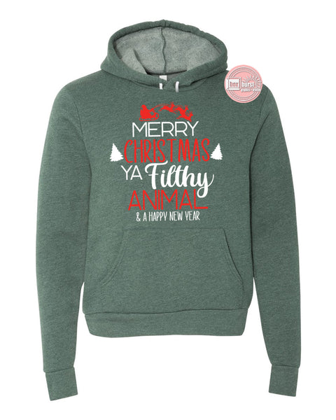 Merry Christmas ya filthy animal unisex soft bella hoodie