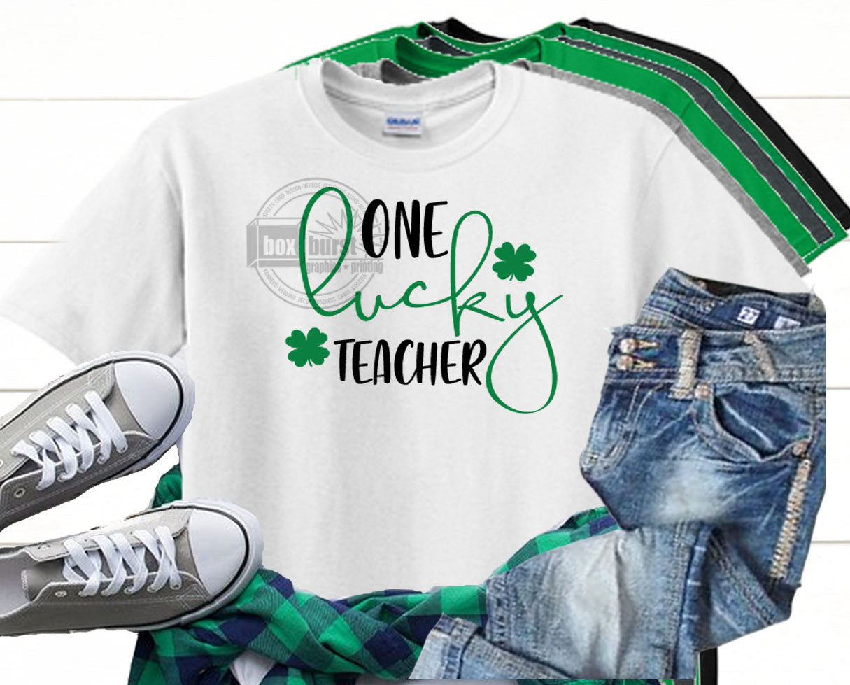 One Lucky Teacher Adult St. Patricks day tee