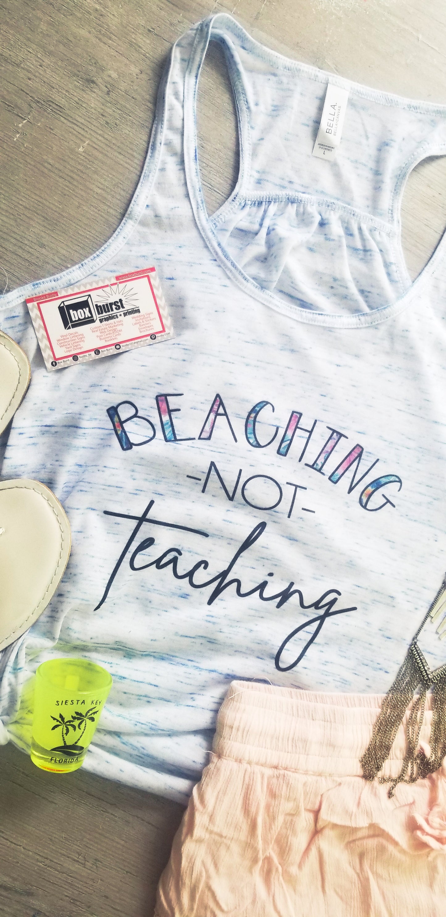 Beaching not teaching teachers sublimation printing racerback tank vacation tank