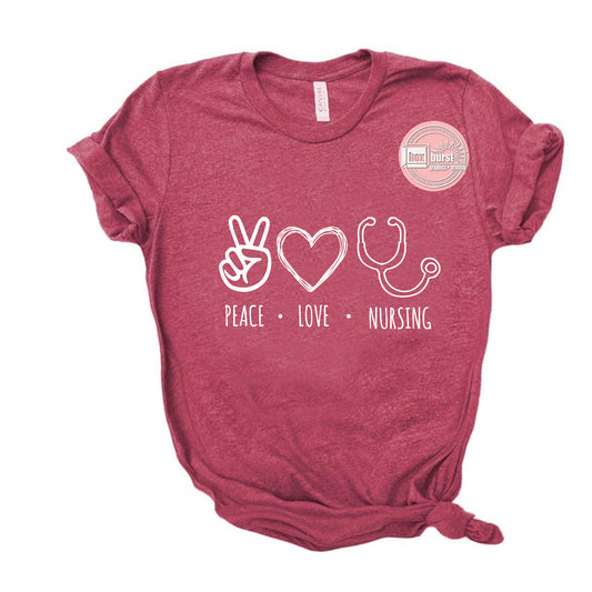 Peace, Love, Nursing unisex bella tee