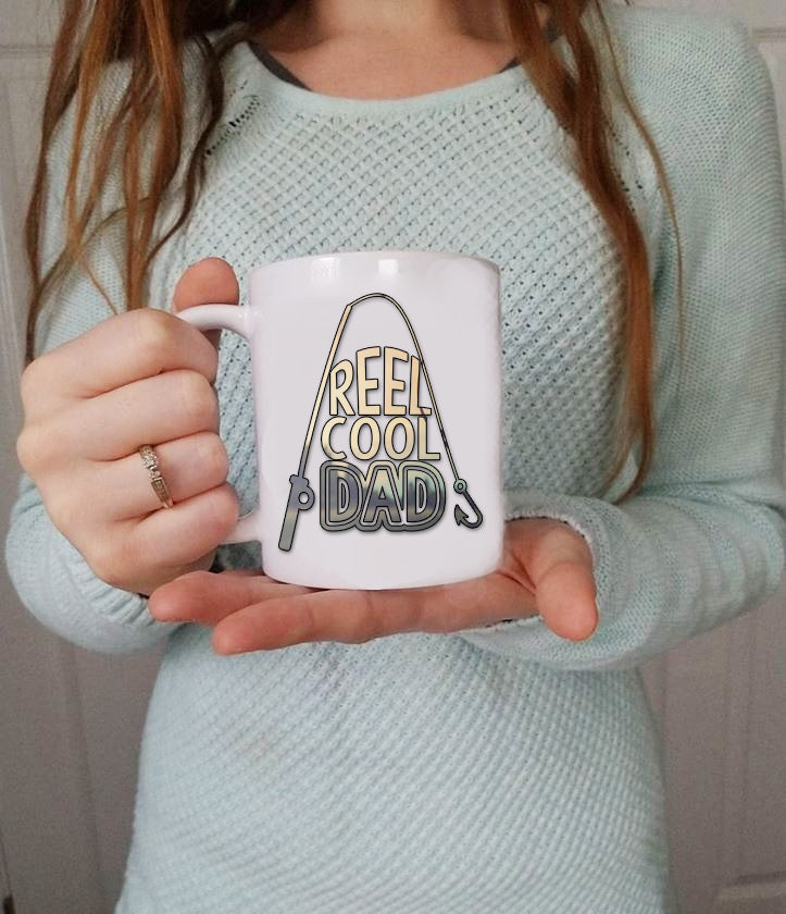 Fathers Day Mugs Reel Cool Dad  Dad 2 sided print
