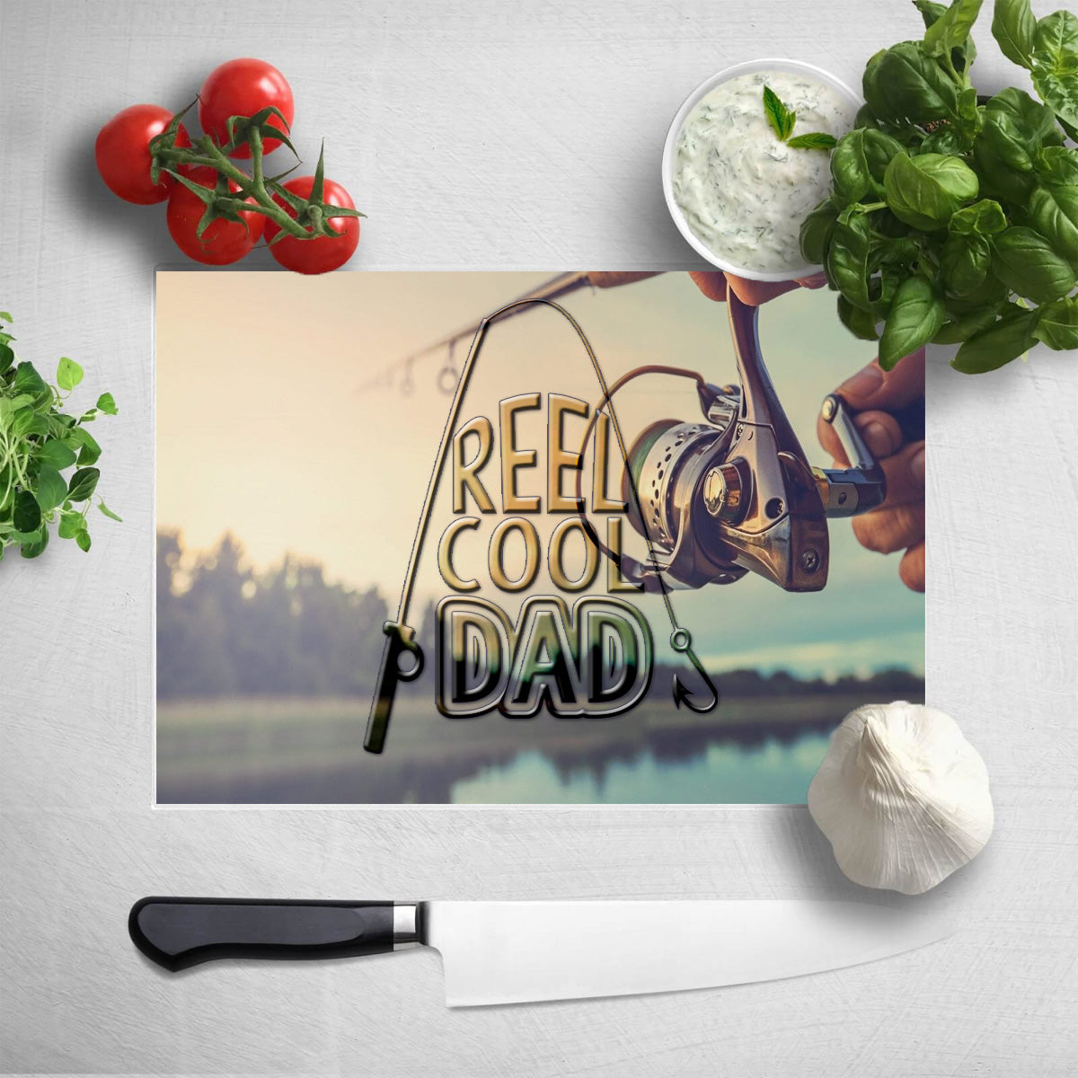 Reel Cool dad Glass cutting board full color sublimation printing