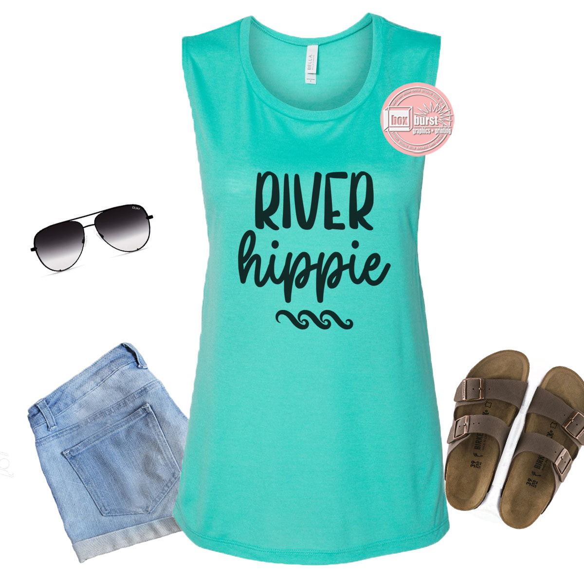 River Hippie lake tank women's flowy muscle tank