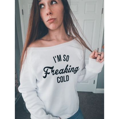 I'm so freaking cold off the shoulder womens sweater