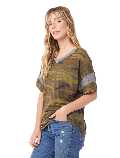 Mama Script Women's Jersey Powder Puff V-Neck Tee