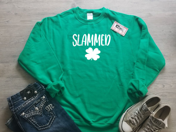 Slammed Adult St. Patricks day crew neck sweatshirt