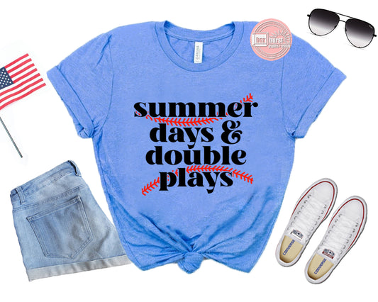 Summer days and double plays baseball unisex bella tee