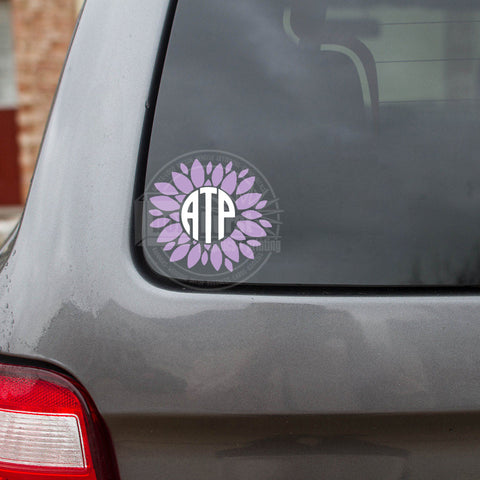 Flower Monogram decal car decal 2 color 5 inches