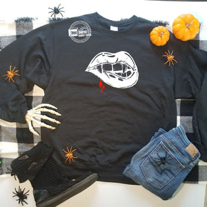 Vampire bite Adult crew neck fleece lined sweater