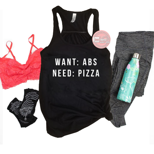Want abs need pizza Racerback tank