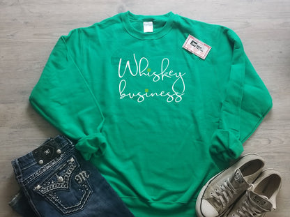 Whiskey Business Adult St. Patricks day crew neck sweatshirt