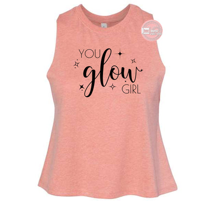 You Glow Girl women's crop flowy tank top gym work out tank top motivating tank top
