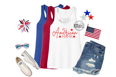 All American Mama Women's Racerback tank memorial day 4th july