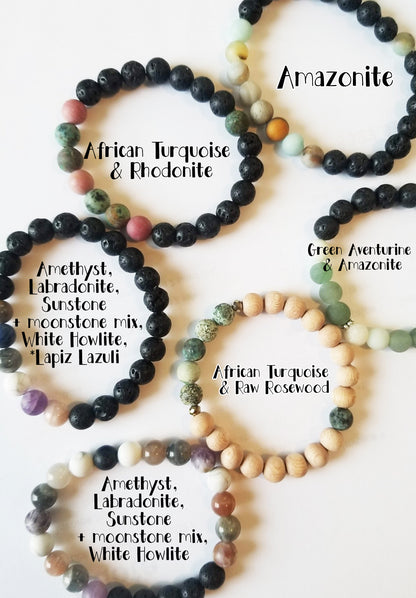 Handmade Oil Diffuser Bracelets (REAL stones)