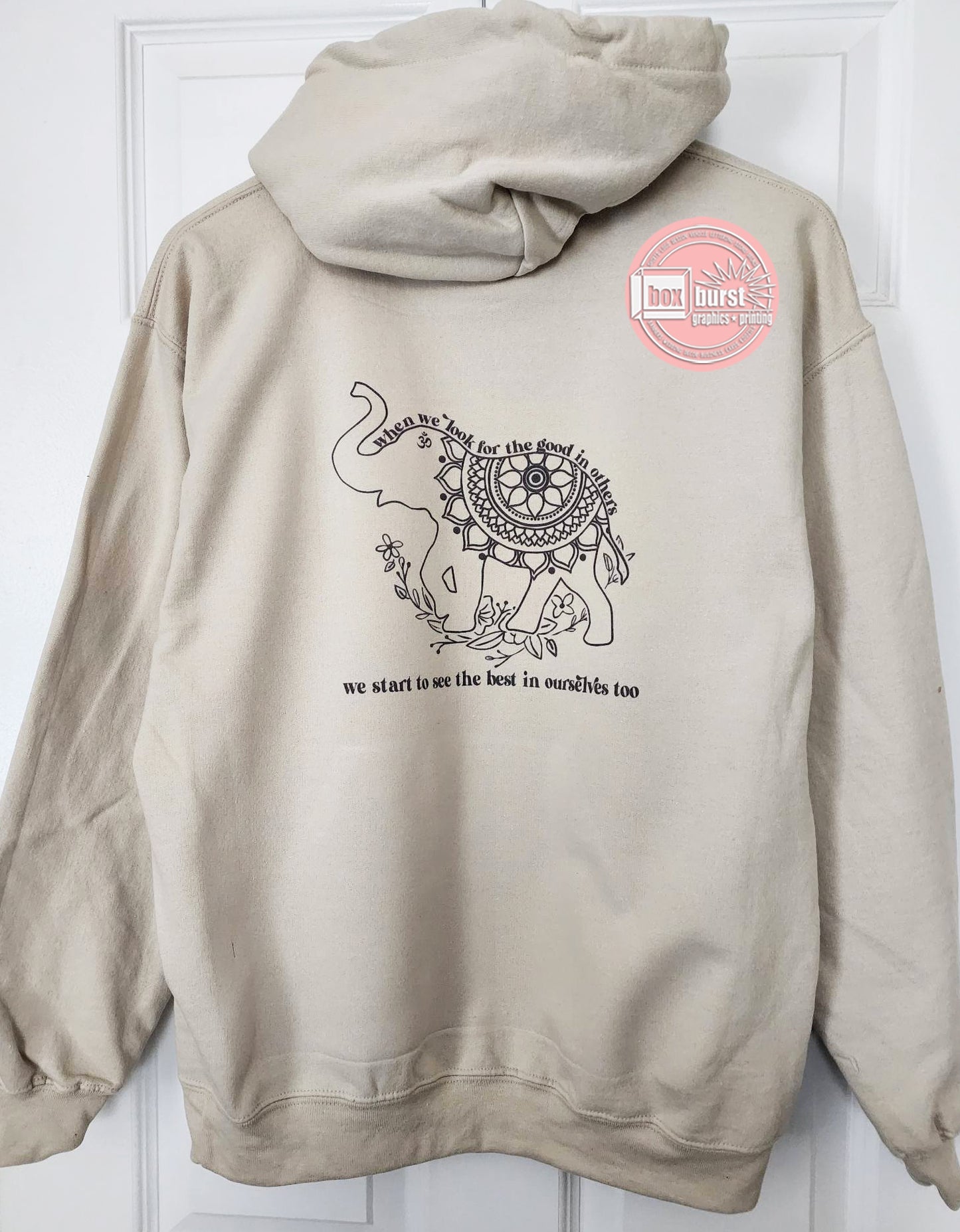 Om Elephant See the Good in Others unisex adult hoodie ink print