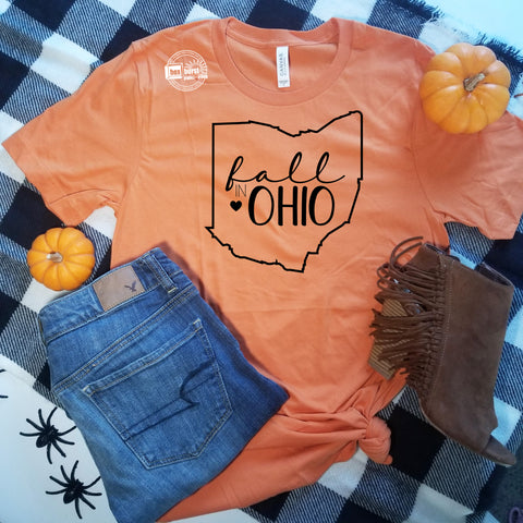 Fall in OHIO Adult Bella Canvas tee - burnt orange