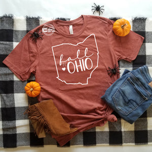 Fall in OHIO Adult Bella Canvas tee - rust