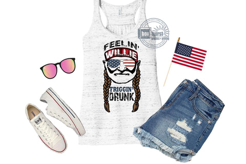 Feelin' willie drunk Women's Racerback tank memorial day 4th july SUBLIMATION