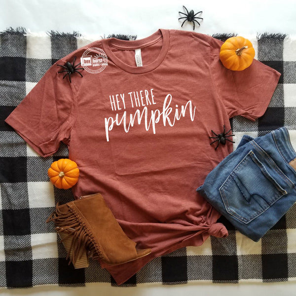 Hey there pumpkin bella canvas tee rust
