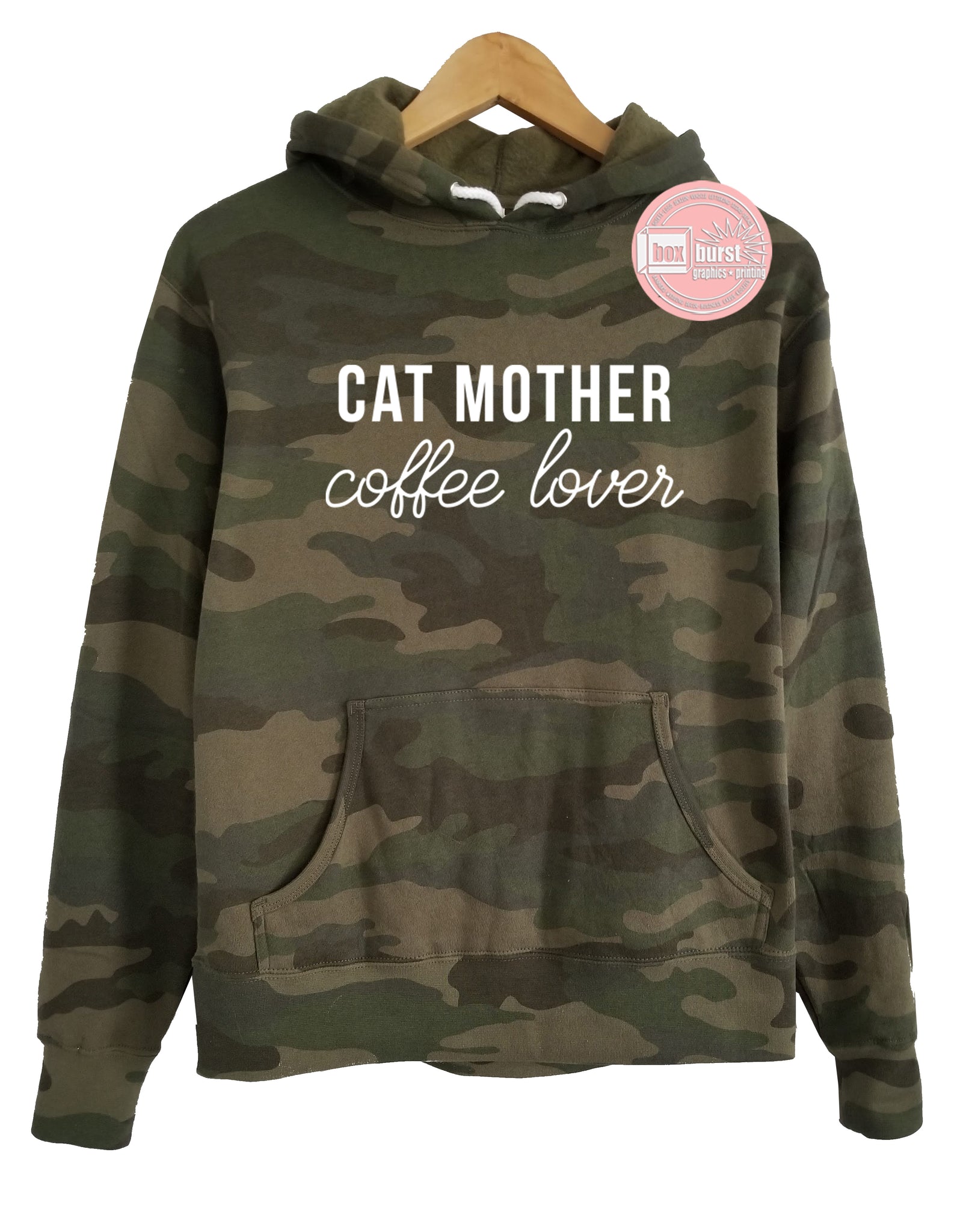 Cat Mother Coffee Lover Unisex Camo Hoodie