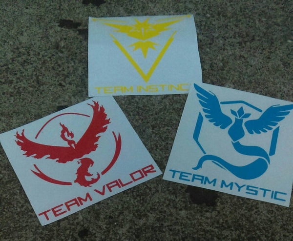 Pokemon go team vinyl decals 5 inch blue mystic yellow instinct red valor