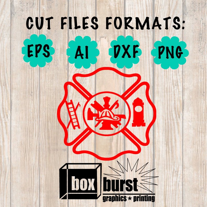 Fire Fighter Emblem Customizable Text Cuttable File Decal Sticker Cricuit cut in EPS ai DXF + PNG format  vinyl cut files Draw Flexi Design