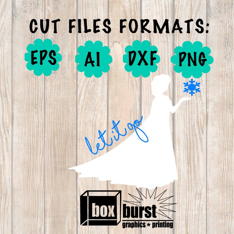 Frozen Let it go cut file Decal Sticker Cricut cut in eps file, AI, DXF + PNG  files format vinyl cut files Draw Flexi Design