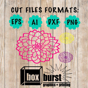 Dahlia Flower Cut File for Decals Cut file only EPS + AI + DXF + png files