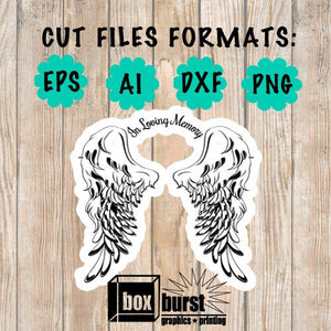 In loving memory angel wings Cut File eps ai png dxf cut ready file