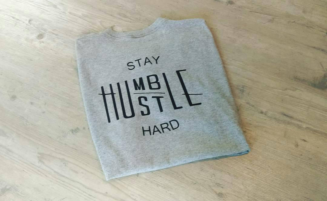 Stay humble hustle hard t shirt women or men's clothing grey t shirt front design quote any size available