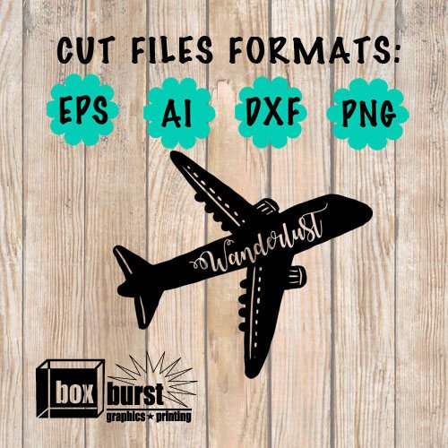 Travel Wanderlust plane adventure Cut File Cricut studio cut file for cutter decal sticker EPS ai DXF + PNG format vinyl corel Draw