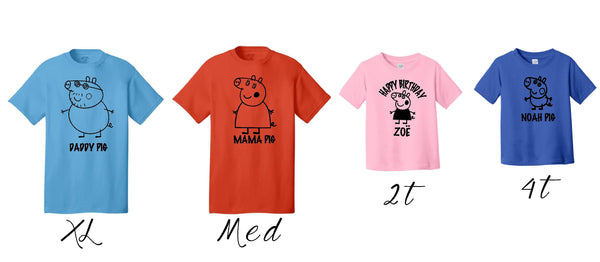 Peppa Pig Birthday Shirts Family kids Peppa Pig Birthday Party Kids Peppa Shirt custom order