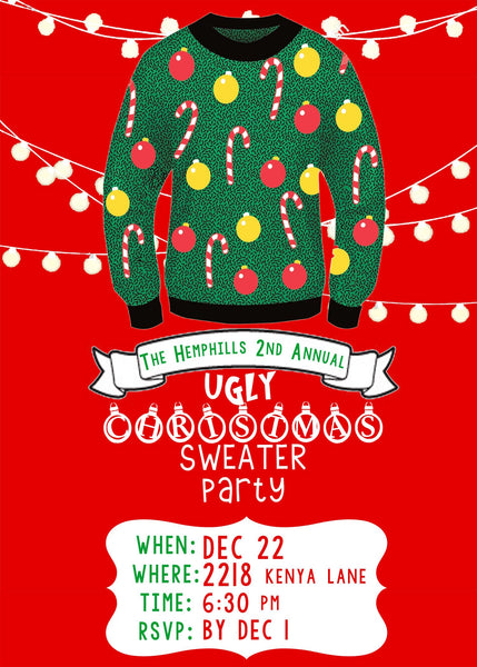 Ugly Christmas Sweater Party Invitation Design Download file ONLY