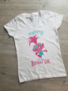 Birthday Trolls Mommy and Daddy of the Birthday Girl Shirts V neck and T shirt Adults Unisex