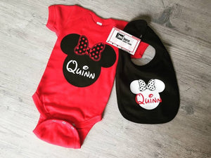 Minnie Mouse Baby Shower gift Onesie + Bib Options available!