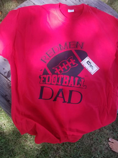 Football dad shirt with custom school name included + name/number on the back