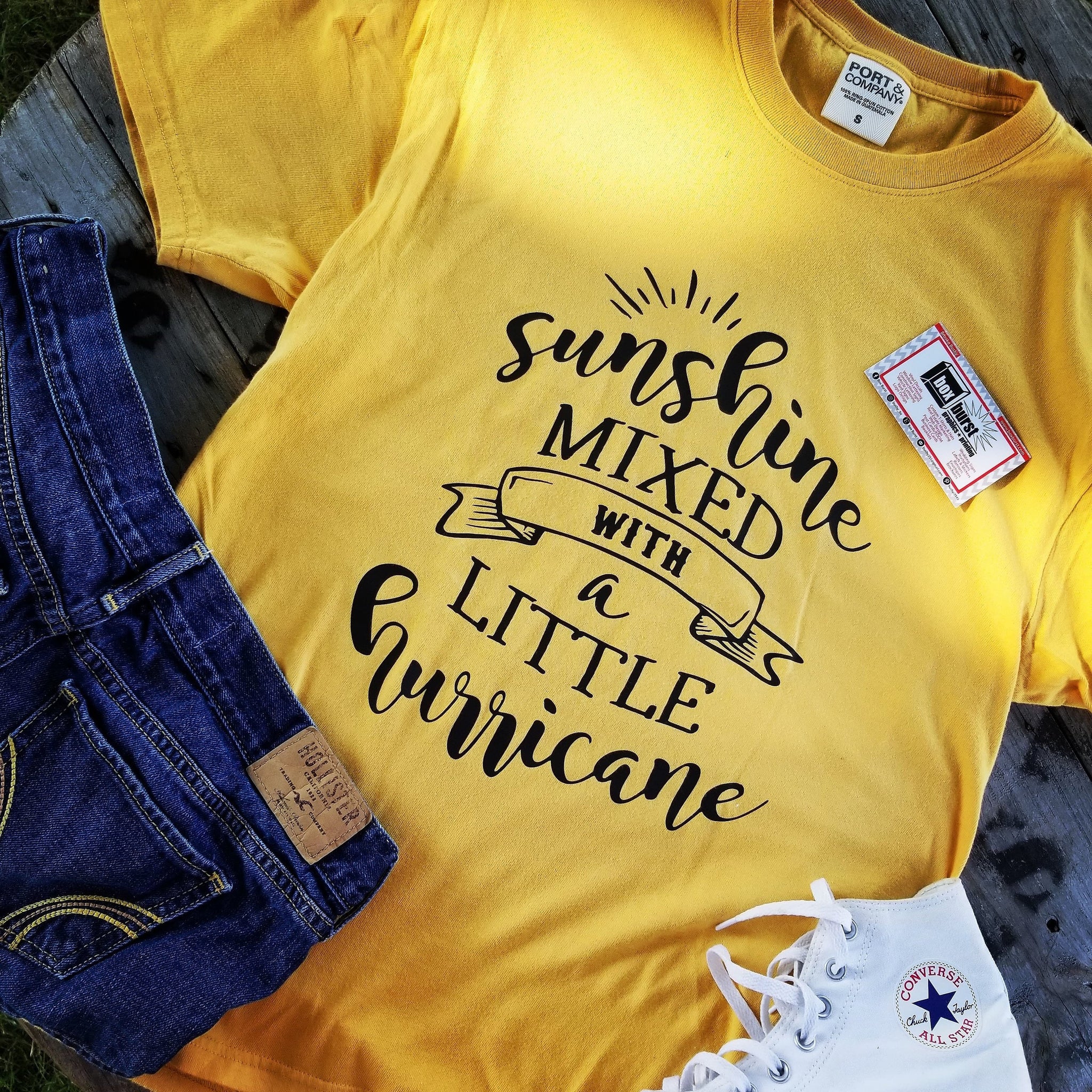 Sunshine mixed with a little hurricane | Sunshine hurricane shirt | gifts for aunts | free shipping | Dijon Color Shirt