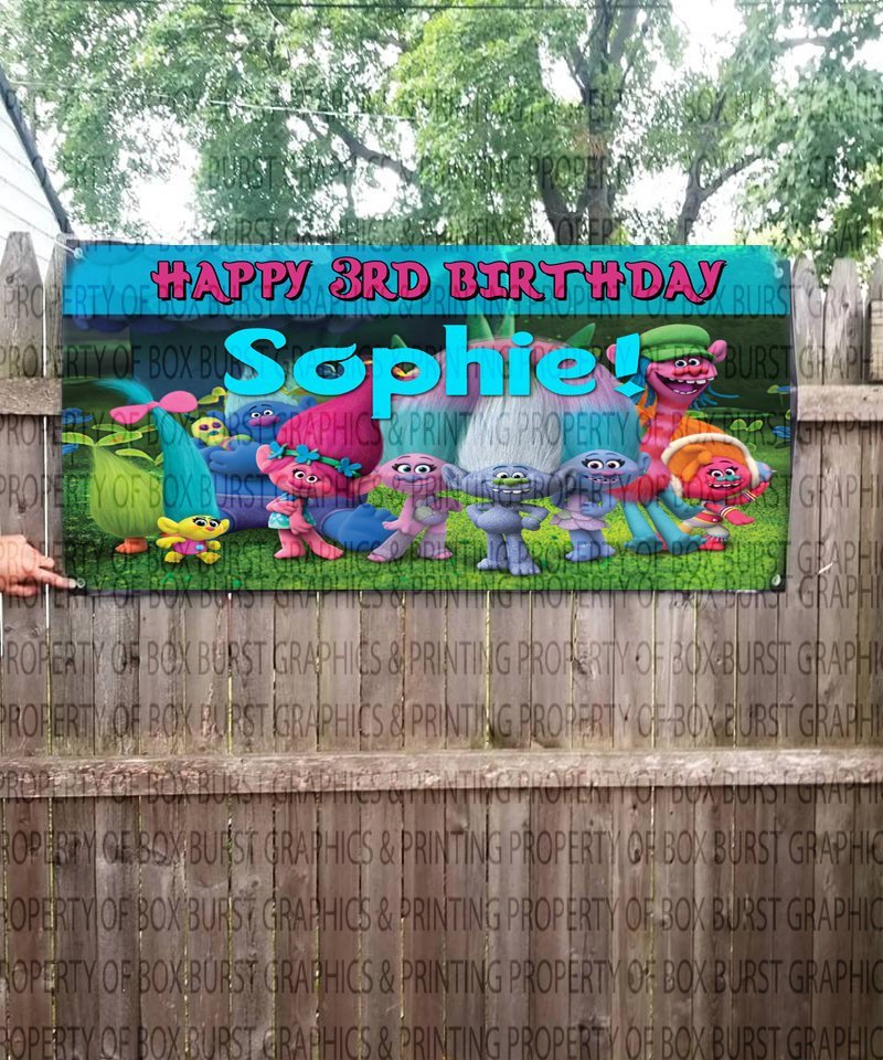 Trolls Party | Trolls Party Banner | Personalized Birthday Banner | Birthday Girl Trolls Party | Girl Trolls Party Banner