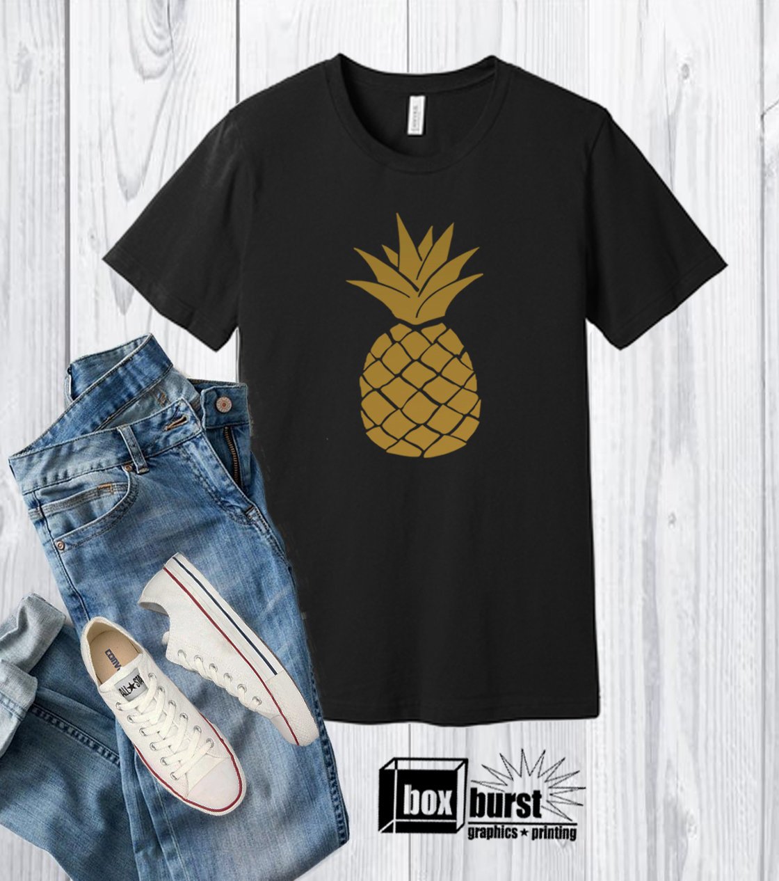 Pineapple Metallic Gold Shirt  | Pineapple Hoodie | Pineapple Tshirt Women | Hoodie available