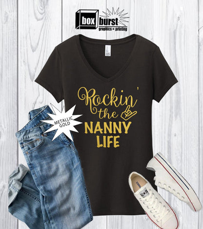 Rockin the Nanny Life | Gifts for Nanny | Gifts for baby sitter | Nanny Appreciation Week |  Soft V neck Shirt