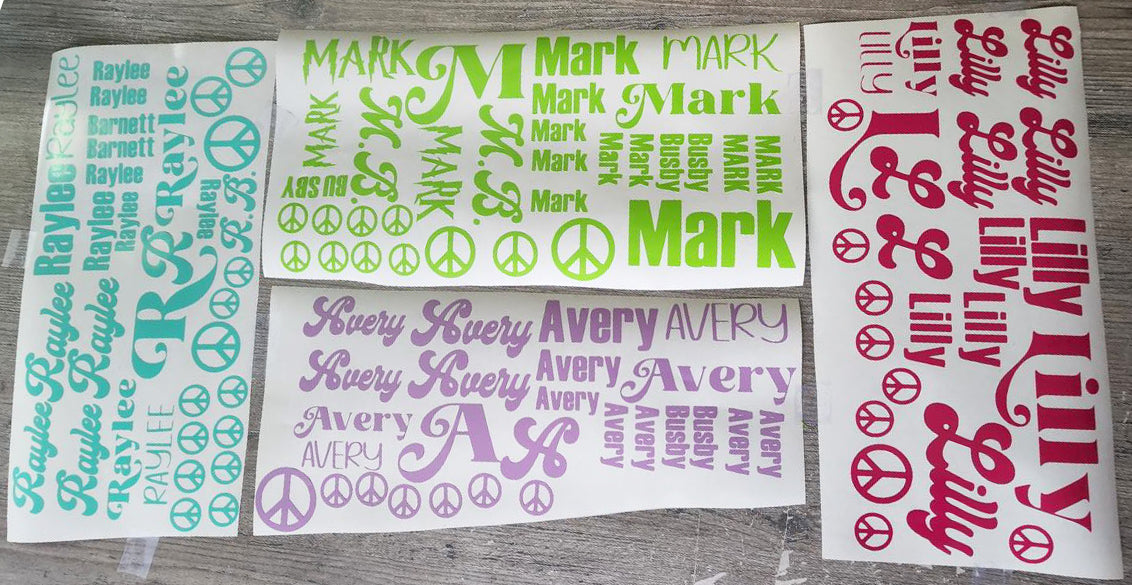 Back to School Name Decals, School Name Sheets, School Labels for Kids, Personalized Vinyl Decal Sheets