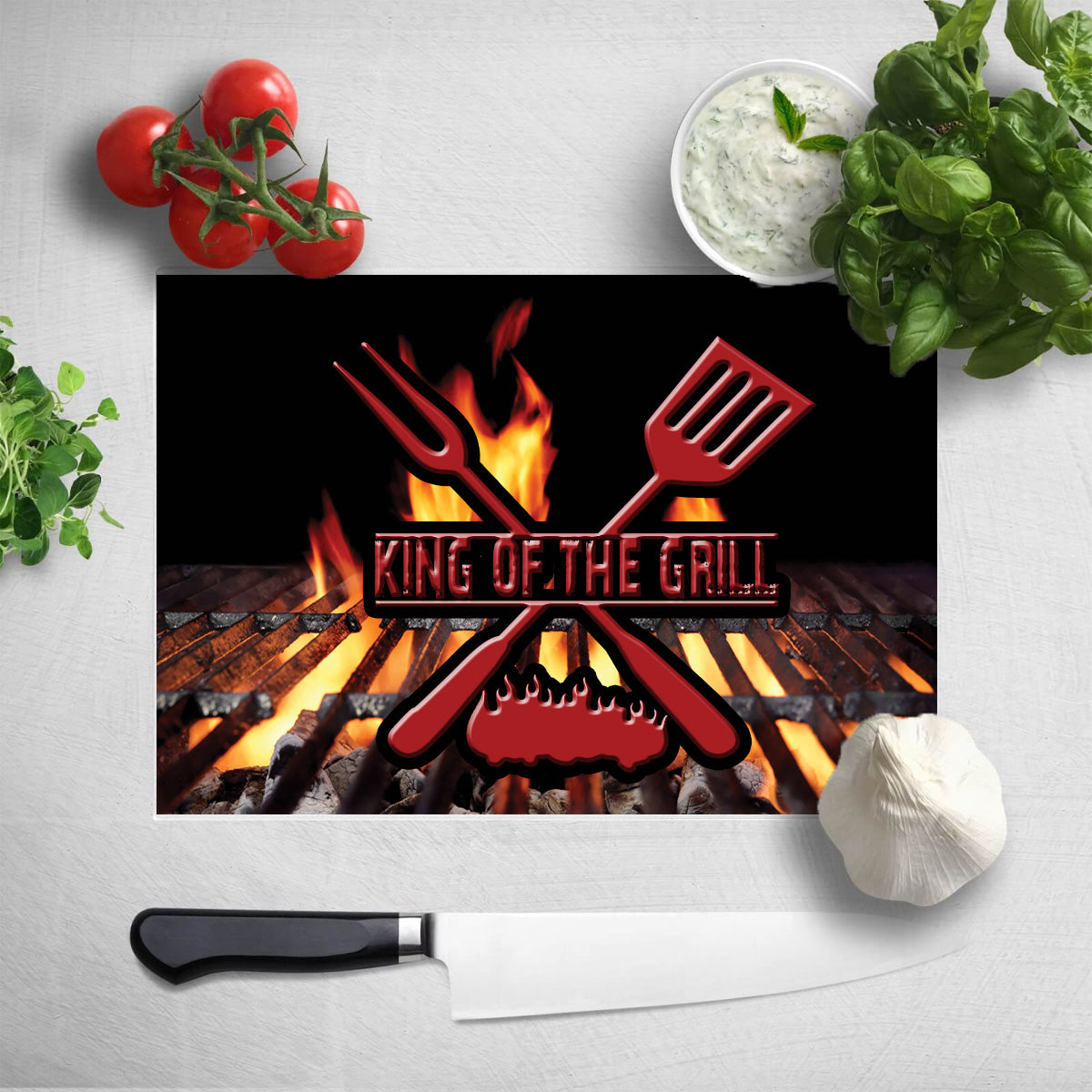 King of the Grill Glass cutting board full color sublimation printing