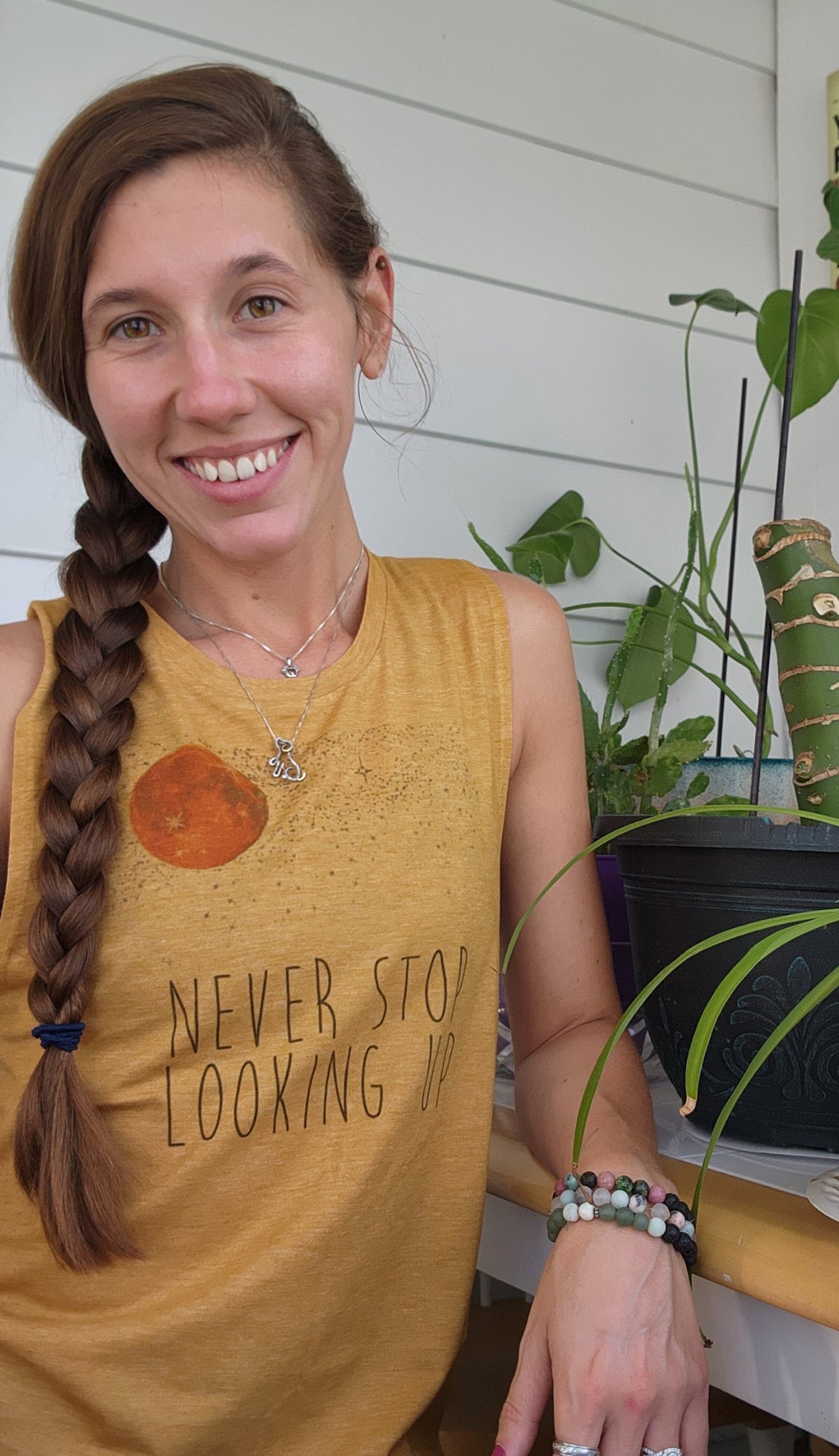 Never Stop Looking Up women's flowy muscle tank