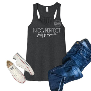Not perfect just forgiven religious racerback women's tank top