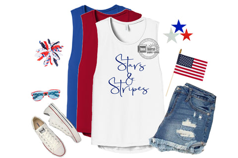 Stars and Stripes women's muscle tank memorial day 4th july muscle tanks