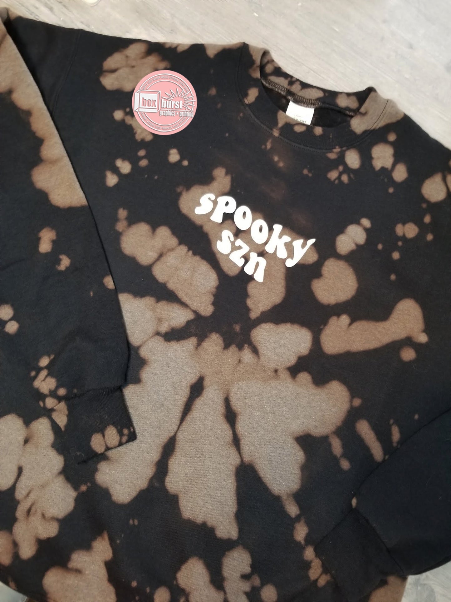 Spooky szn bleached crew neck sweatshirt