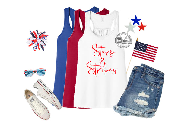 Stars and Stripes Women's Racerback tank memorial day 4th july