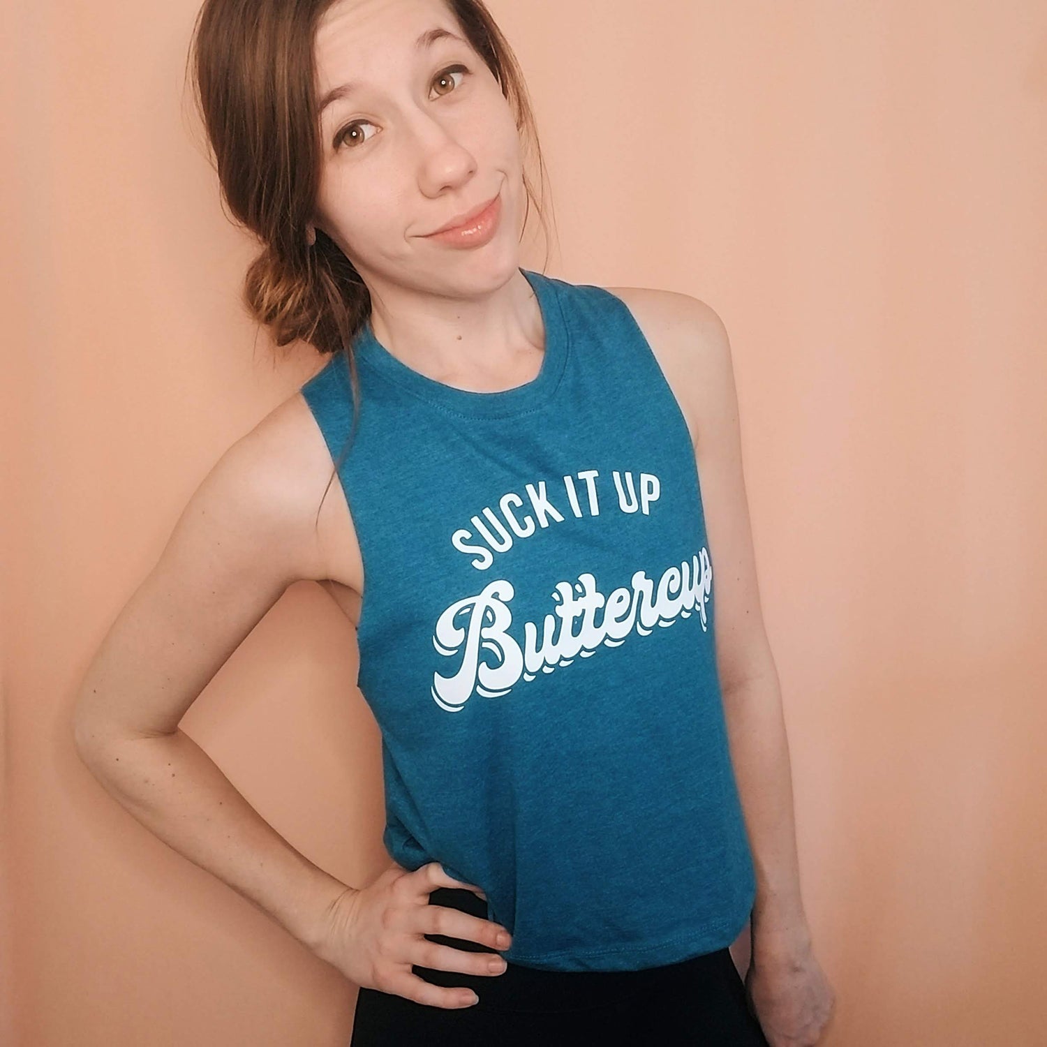 Suck it up buttercup crop muscle tank